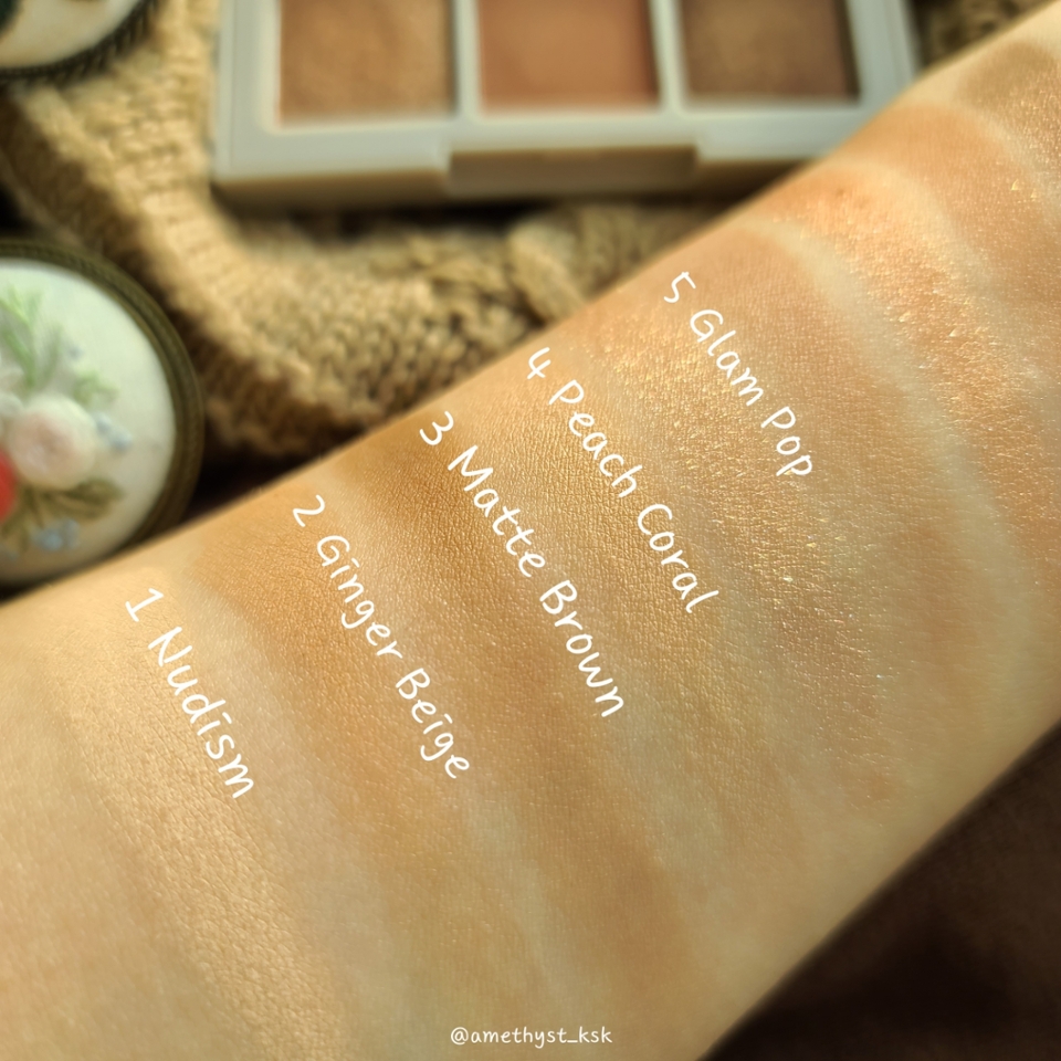 ✔1번 컬러는 5회정도 발색했고
✔나머지는 모두 2번~3번만에
저 정도 발색이 나와요.


