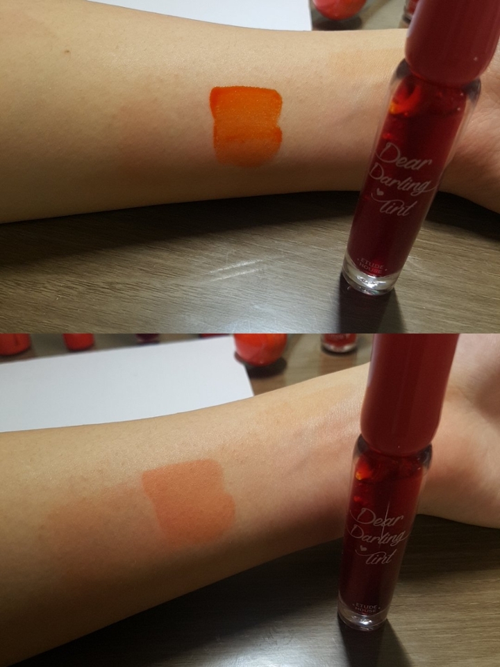 에뛰드 디달 오렌지레드
진짜 색 잘뽑는 에뛰드. 오렌지차차랑 비슷한듯 다른느낌이에요 제형은 젤이고 착색은 살짝 레드에 가까운듯해요. 사계절 발라도 이쁠것같은색😍