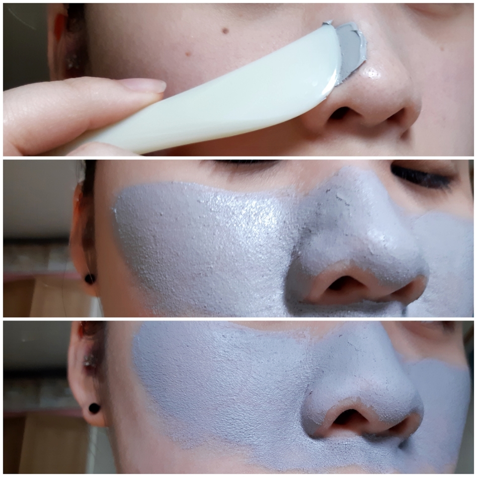 직접 스패튤라로 피부에 발라봤는데 마스크팩 제형 자체가 부드럽게 발려서 피부에 잘 밀착되게 발렸어요~:) 또 장점은! 말라도 부스러기가 없이 가뭄이 일어나지 않아요!!👍👍👍 한마디로 당김이 없어요~~ 또 닦아낼 때는 미온수로 닦으면 녹듯이 지워져서 편했어요