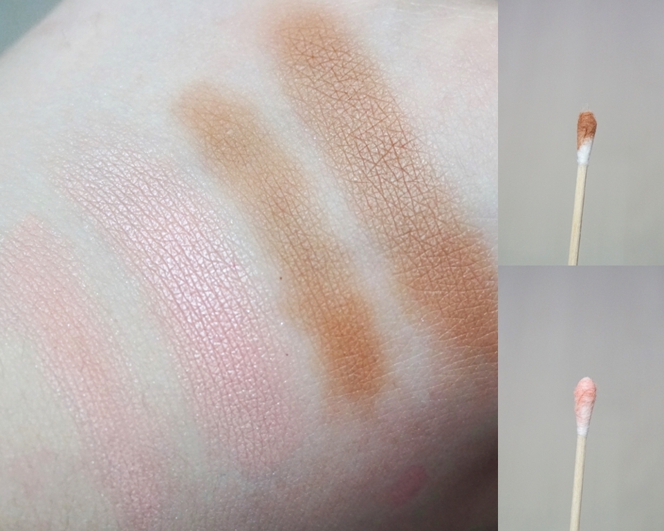 둘 다 발색이 진하지 않아서 여러 번 덧발라보았어요 그래도 피치 라떼는 여전히 은은합니다 대신 진하게 발색할수록 실버 펄감이 쉬머한 펄로 보여요 해변에선 코코넛은 매트한 컬러로 정말 음영 컬러로 쓰기 좋아요 