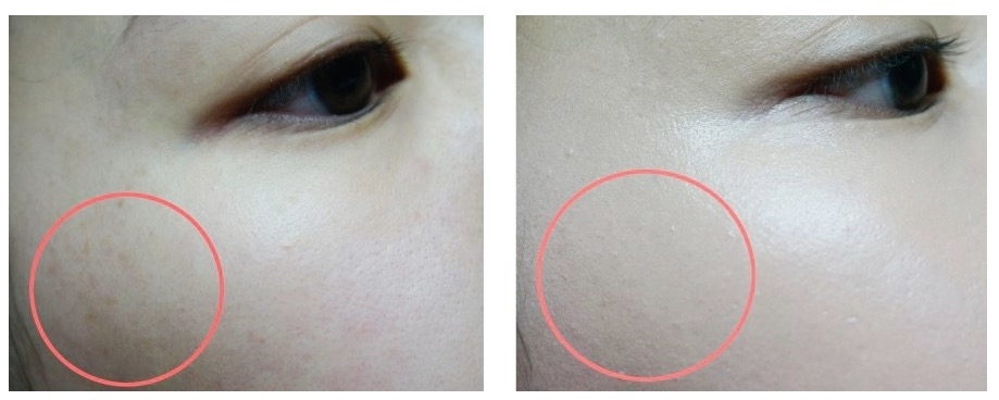 그럼 이제 본격적으로 얼굴에 발라볼게용

먼저 커버력 테스트!
제가 옆 광대에 잡티가 조금 있는 편이라 그 부분에 테스트 해줬는데 나쁘지 않았어요
많이 두껍게 발리지 않으면서 어느정도 커버력 있는 느낌

저번 시즌만에 비해 개션된것 같아요!