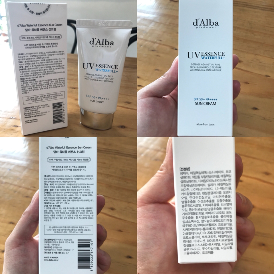 자외선 차단 지수도 
SPF 50+ PA++++ 로 높아서
야외 활동에도 전혀 무리 없을 것 같아요~

깔끔하고 깨끗한 느낌의 외형^^
파란 글씨의 WATERFULL+의 포인트가 굉장히 시원하고 촉촉할 것 같은 느낌을 주는 것 같아요