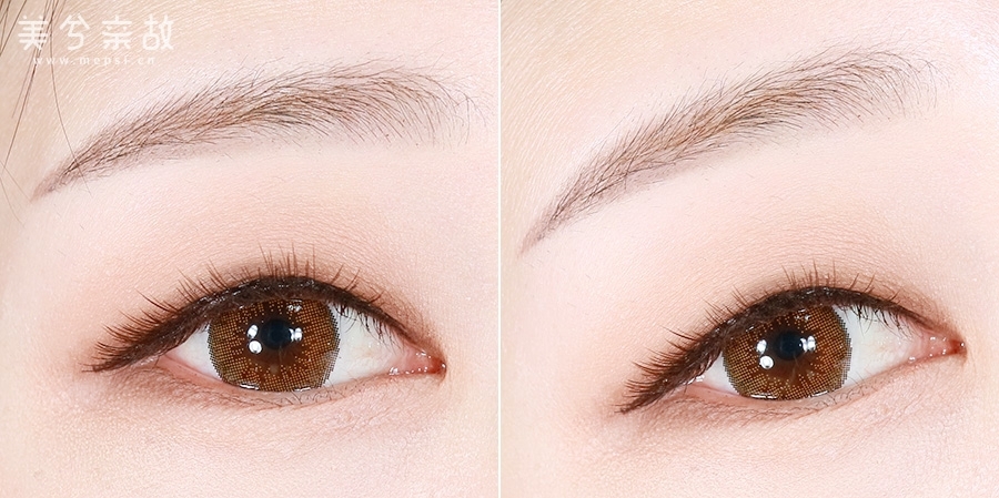 그 다음 자연스러운 브라운 속눈썹을 붙여주었어요.
마스카라를 사용하는 것보다 페이크 래쉬를 붙이는 게 훨씬 번지지 않겠죠 ?
