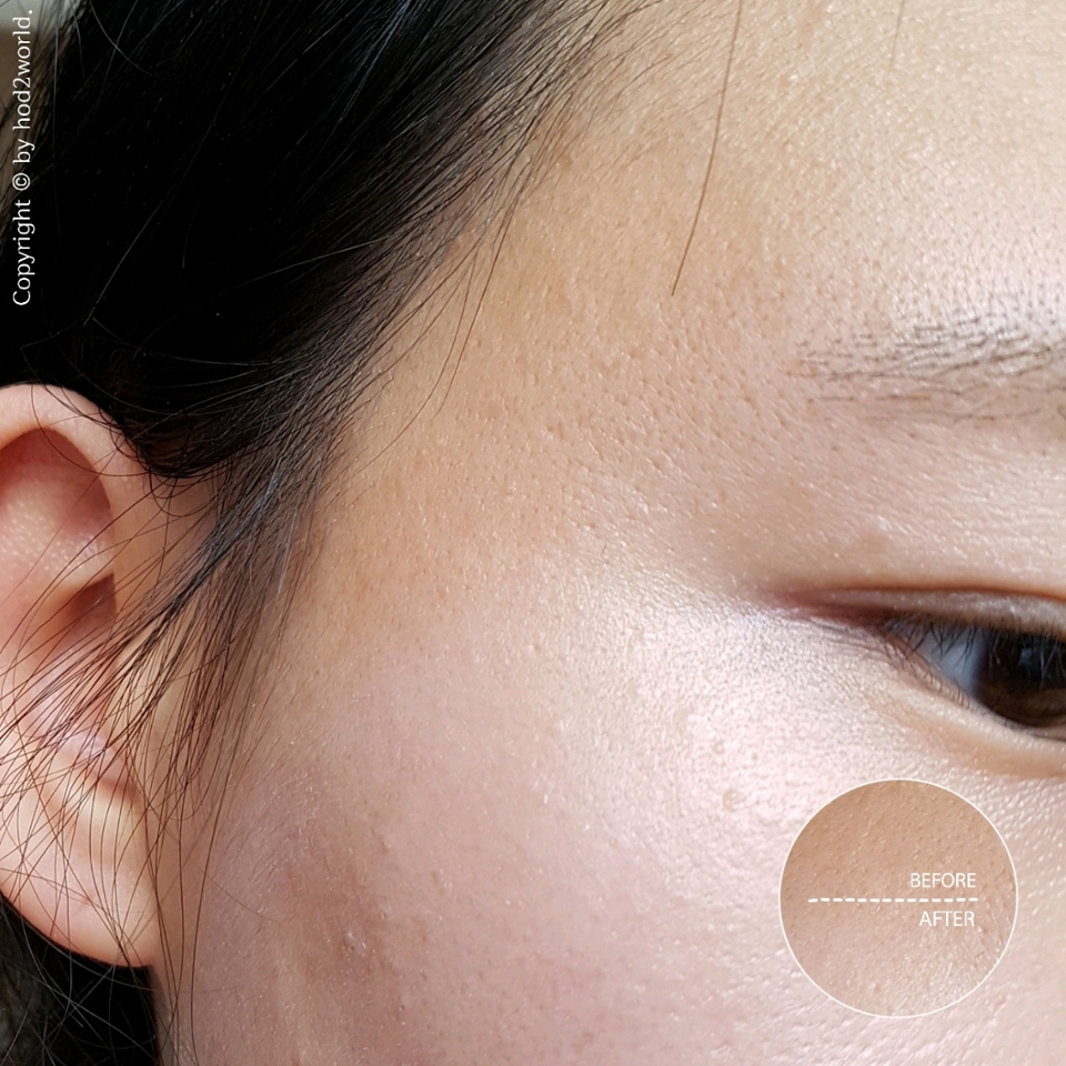 
의심은 뇨오오오우우우~( ･᷄д･᷅ )
​
이마로 올라가는 라인에서 경계선 좀 보세요. 
저게 원래 제 피부톤이에요....(•́ω•̀ ٥) 
22~23 호의 애매~한 톤....
​
그렇지만 정샘물 톤업 베이스를 바른, 
볼 부위는 21~22 호로 톤업!!!
(*´∀`*)
