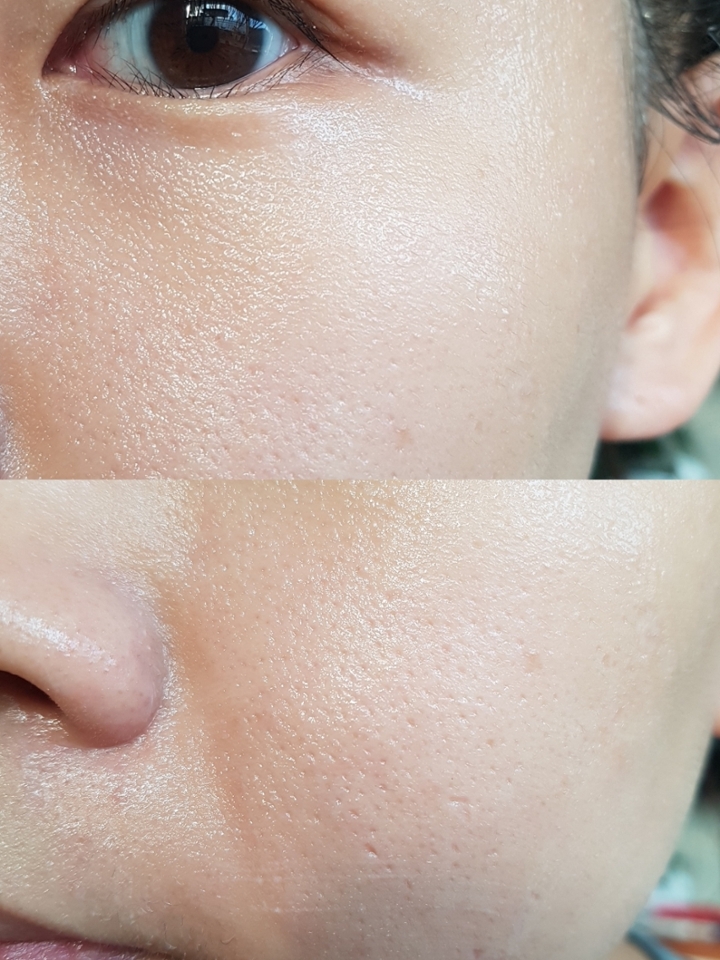 
마무리감은 보시다시피 촉촉윤기 그 자체....! 
수분/보습 마스크팩 답게 즉각적인 케어가 이루어졌어요. 
평소 속건조가 심한 분이셨다면, 엄청 촉촉하다고 느끼실 것에요. 

그러나 보통의 피부 혹은 지성분들께는 다소 심한 유분감과 기름짐으로 느껴질 수 있을 것 같아요. 
대신 시트에 묻어있는 에센스 양을 조절하신다면, 적절한 케어가 가능하리라 생각합니다💘


