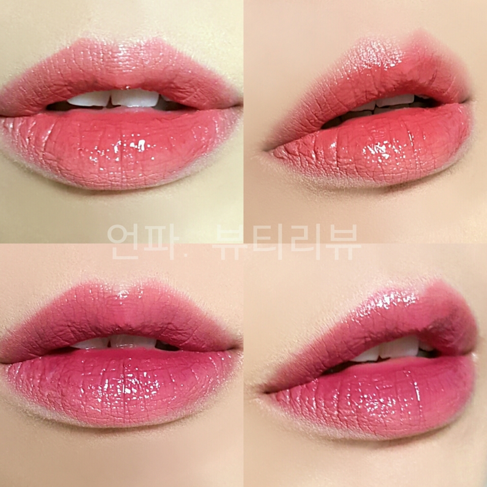 제가 이 립스틱을 구매한 이유는 바로 이겁니다! 그라데이션립! 카인더섹시를 균일하게 깔아주고 각각 레드, 퍼플 립스틱을 가운데에 부비부비한 뒤 투명 글로스로 경계선을 흐려줬어요.