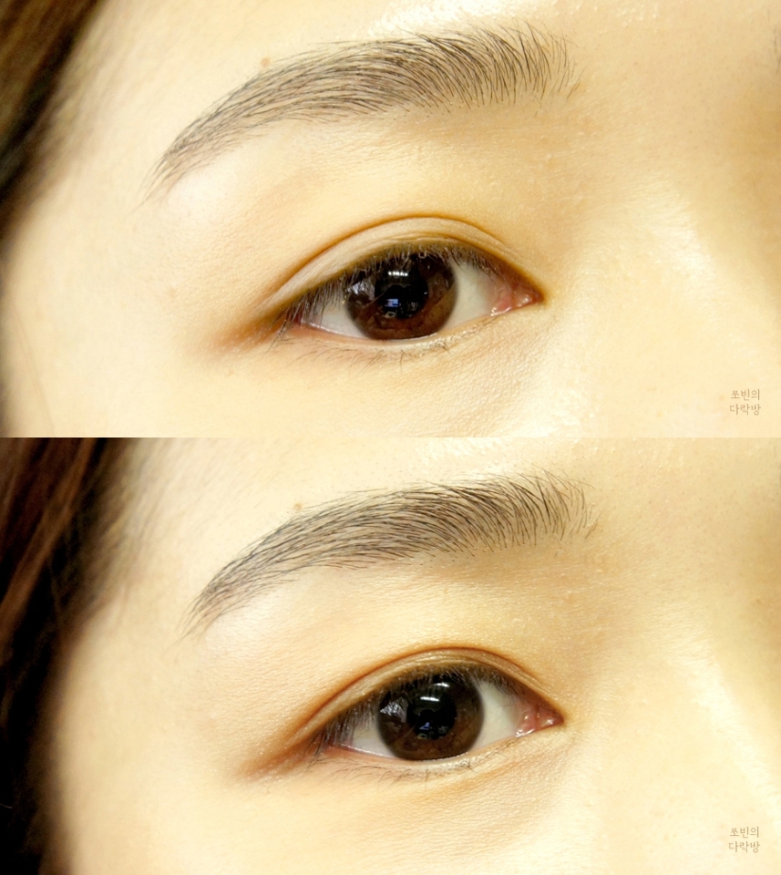STEP 2
사용제품 : 어퓨 풀 오브 컬러 아이즈 - 모노베스트  #달달한밀크티 #be easy,베이지
 
얼쓰를 바른 후, 쌍꺼풀 라인 위에 <달달한밀크티>색상을 얹어줬어요.
눈꺼풀 가운데에는 be easy색상을!