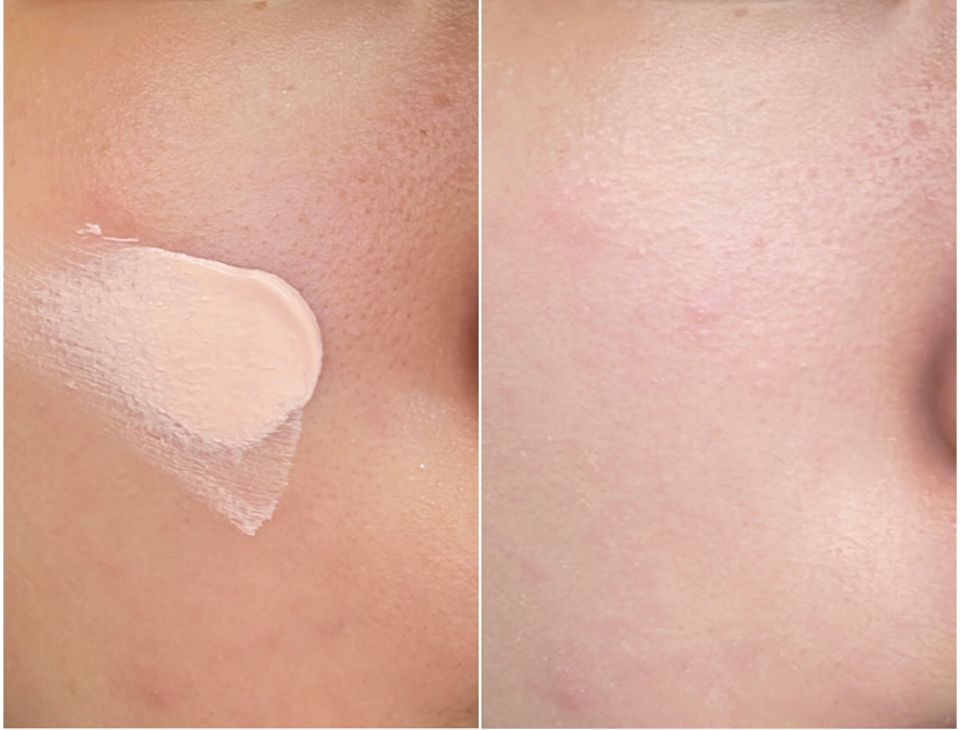 정말 자연스럽게 톤업이 되었어요! 핑크빛 톤업이라 얼굴의 생기를 살려주면서 누런끼도 확실히 잡아주고, 자연스럽고 깔끔하게 톤업이 되는 제품이에요.  

또 벨벳크림이기 때문에 피부를 보송하고 부드럽게 만들어주고 모공커버까지 가능하다고 해요. 밀착력도 좋아서 잘 뜨지 않더라구요.
굉장히 파우더리한 제품이라 이건 [지성]인 분들께도 강력 추천드려요! 

[꿀팁 정리]

✨피부결을 따라 얼굴 안쪽부터 바깥쪽으로 바르기

✨눈가와 입주변은 얇게 바르기

✨모공이 많은 부분은 얇게 두세번 커버!

✨매트한 제형의 파운데이션 또는 톤업크림 추천



 