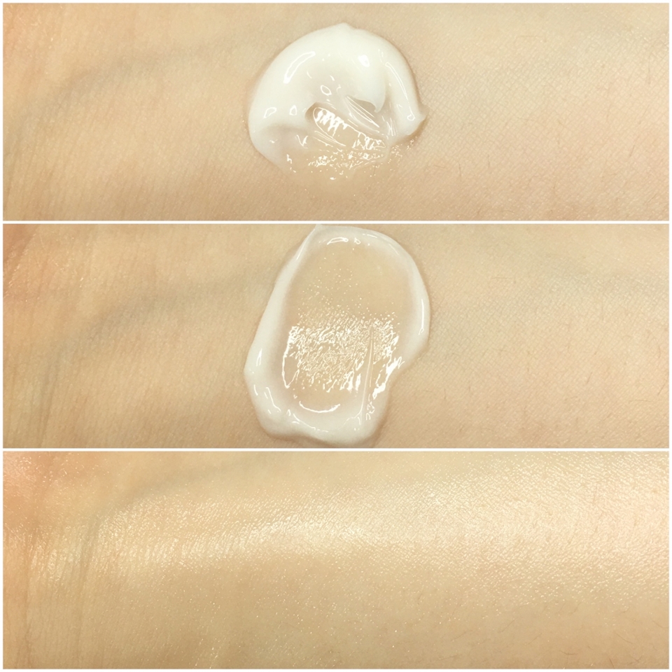 손목에 크림 덜어내고 얇게 펴발랐어요

수분크림 보다는 영양이 느껴지는 제형이었는데 그래도 꾸덕하지 않고 촉촉하게 잘 발리더라구요