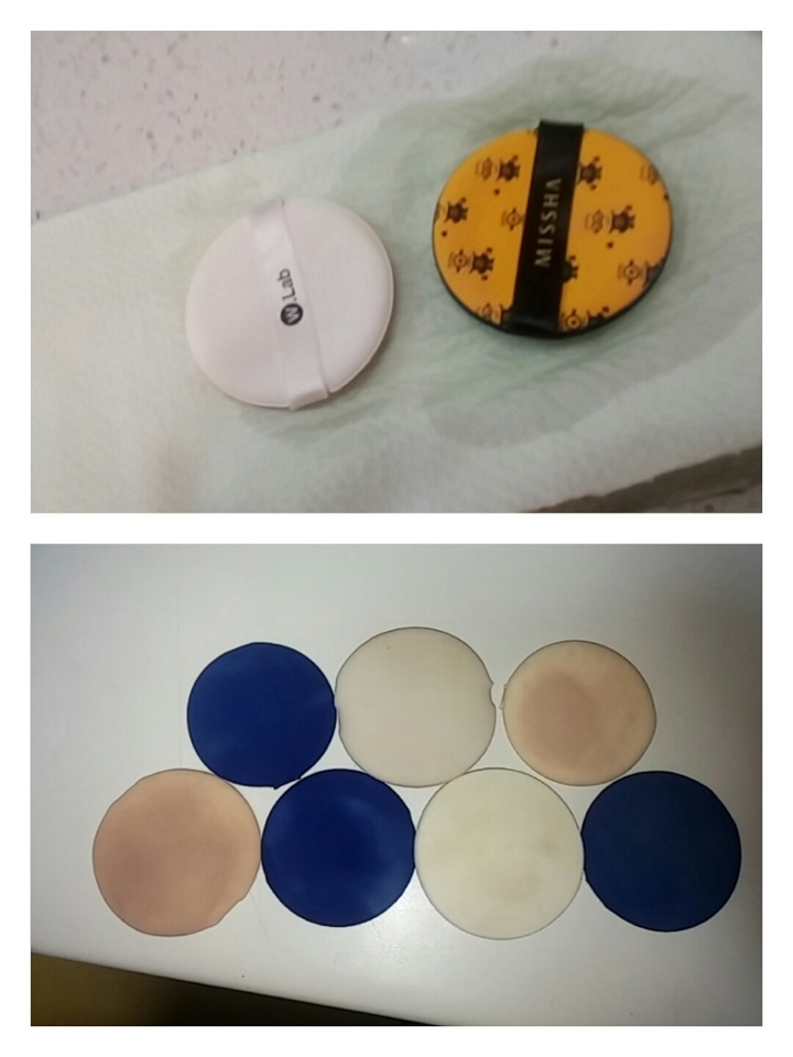 퍼프를 헹구고 물기를 짜줘용 다른 퍼프들도 똑같이 해줘용
다하고 그늘에다 말려주세용