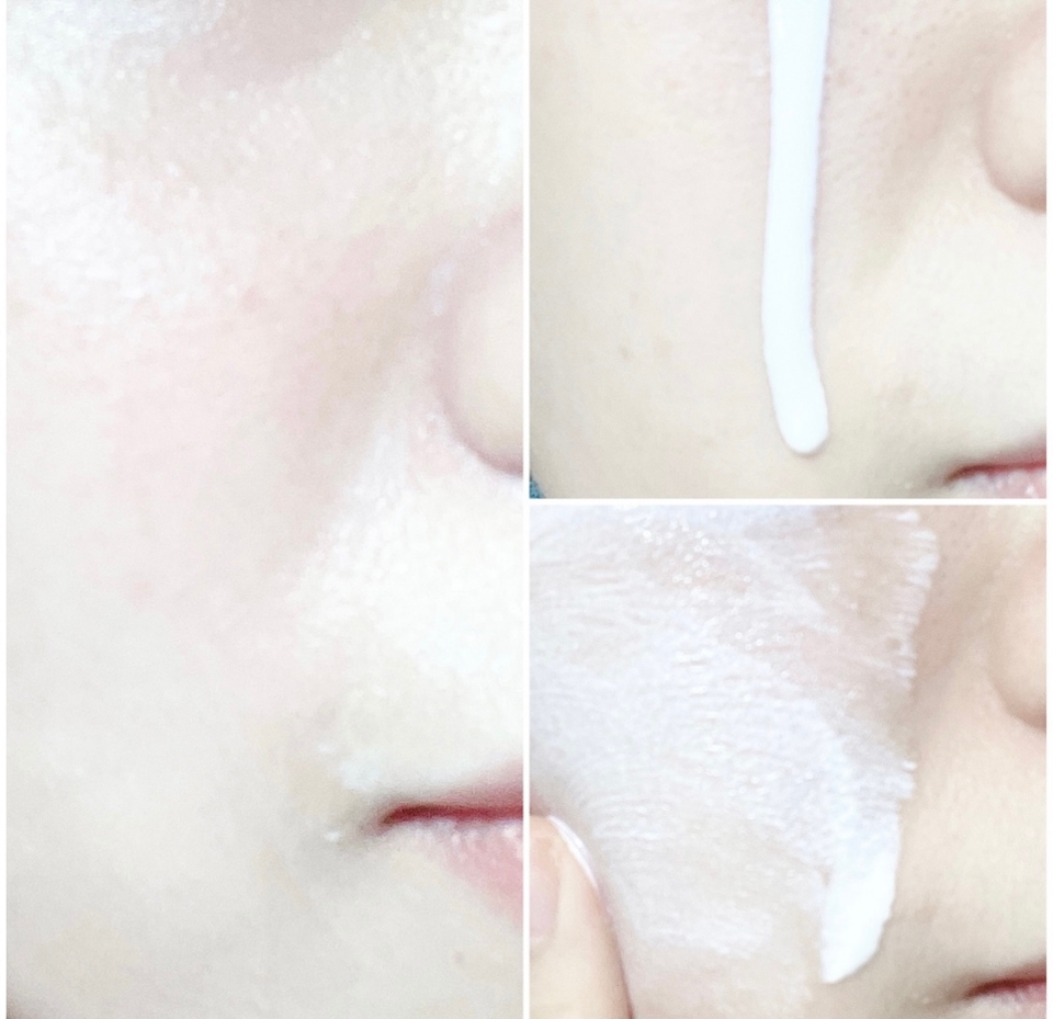 먼저 이렇게 선플루이드를 전체적으로 넉넉하게 발라서 피부에 고르게 잘 밀착시켜주세요!
아무리 백탁이 없다고 해도 선크림은 잘 밀착되었는지 잘 확인하고 다음 베이스 단계에 넘어가는게 좋아요!!! 그래야 베이스가 안 뭉치고 안 밀립니다!!