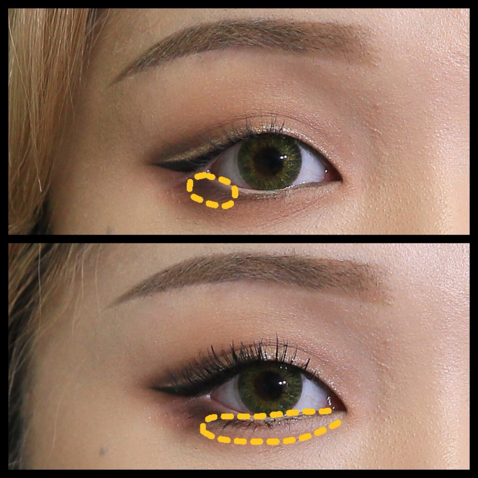 언더삼각존에 초코모카를 발라주어 깊이감을 더해주고 속눈썹을 붙인 후 마스카라도 꼼꼼히 해줄께요✨