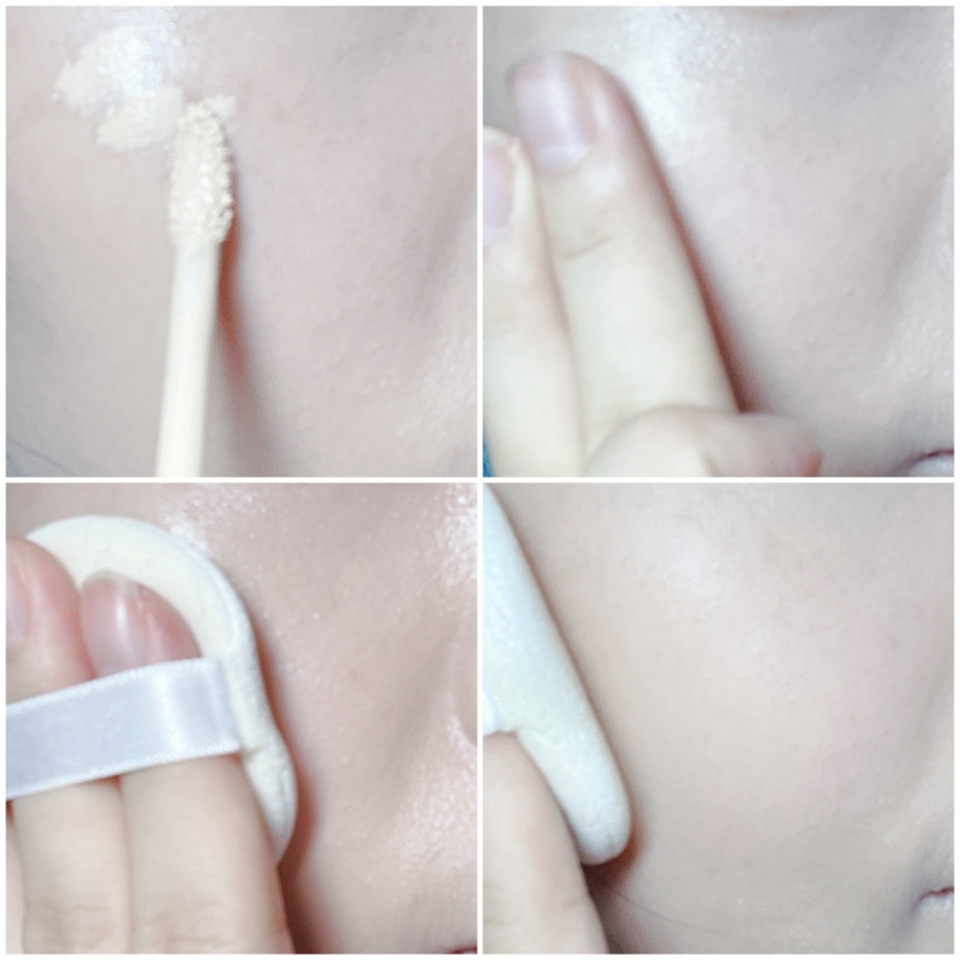 선크림이 딱히 엄청 겉돌지 않고 잘 피부에 달라붙었다!
싶었을 때, 컨실러로 추가 커버 단계로 넘어갑니다ㅎㅎ
전 광대 쪽 부분이 유독 잡티가 되게 도드라져서 이 부위 커버를 좀 더 해줬어요. 그냥 한 두번 정도 얇게 피부에 컨실러를 터치하고 손가락으로 톡톡 두드려서 밀착시켜요!

+ 이렇게 커버를 추가적으로 더했을 때는 그 부위의 지속력을 높이기 위해 팩트, 파우더 처리를 한번 가볍게 해주는게 좋아요!! 그래야 더 오래가고 잘 안지워지거든요 ㅎㅎ