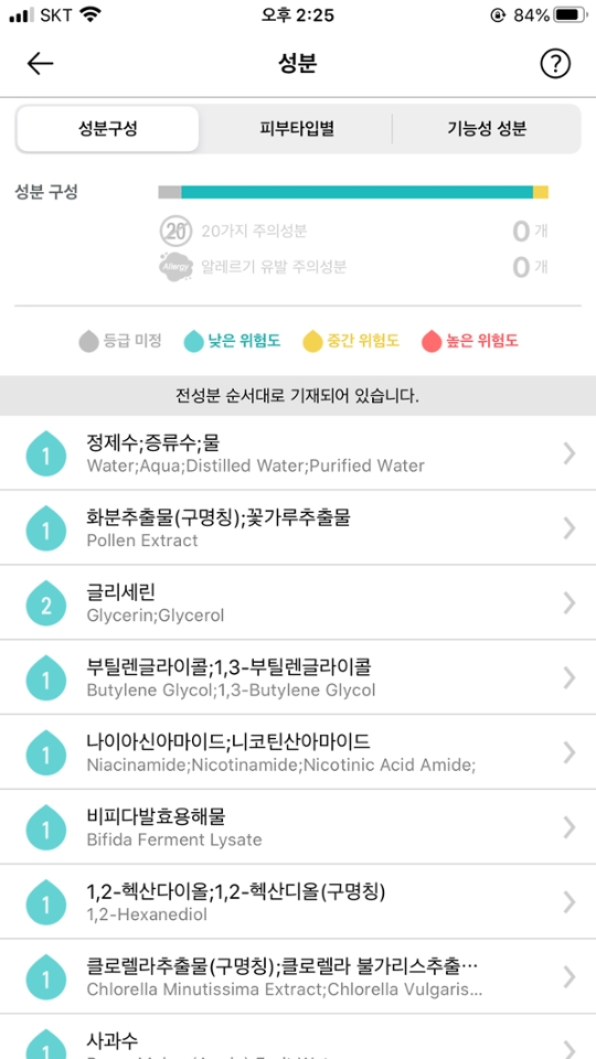 20가지 주의 성분과 알레르기 유발 주의 성분은 없어요!