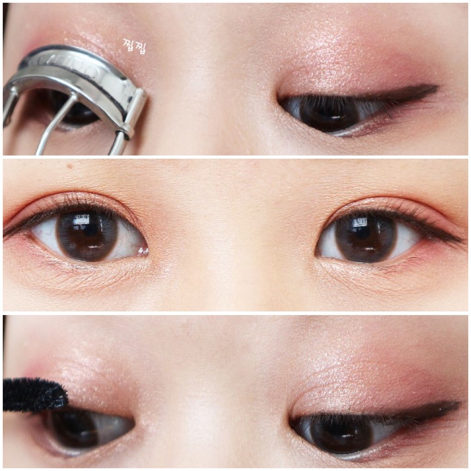 뷰러로 속눈썹을 찝고 마스카라!!! 완성되었어요!!