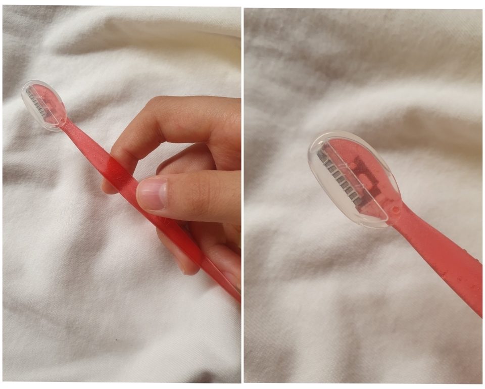 저는 이렇게 손잡이는 길고 날 부분은 작은 눈썹칼을 추천드려요. 그래야 섬세하고 깔끔하게 눈썹을 정리할수 있더라구요! 날이 너무 큰걸 사용하면 섬세한 부분을 깎기 힘들고 잘못하면 눈썹이 다 날라가버릴수 있어요...😢
