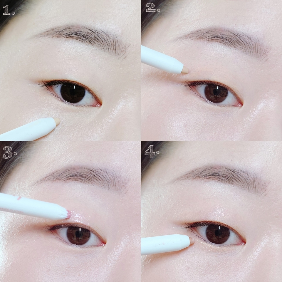 요건 차분한 컨실러 컬러부터 화려한 글리터까지, 보자마자 맑고 깨끗한 느낌의 아이메이크업에 딱이다 싶어서 4가지 컬러를 모두 사용해서 아이메크업을 해 봤어요

​

#크림 으로 눈 밑을 뽀얗게 밝혀 주고

#멜로우 로 차분하게 베이스를 다진 후

#플래쉬 는 글리터로, #글레이즈 는 눈물 효과를 주는데 사용했어요

​

루나 소프트 포뮬라 펜슬 자체의 지속력이 워낙 좋다 보니, 컨실러를 아이 프라이머 대신 베이스에 깔면 아이메이크업 지속력이 훅 올라가더라구요

