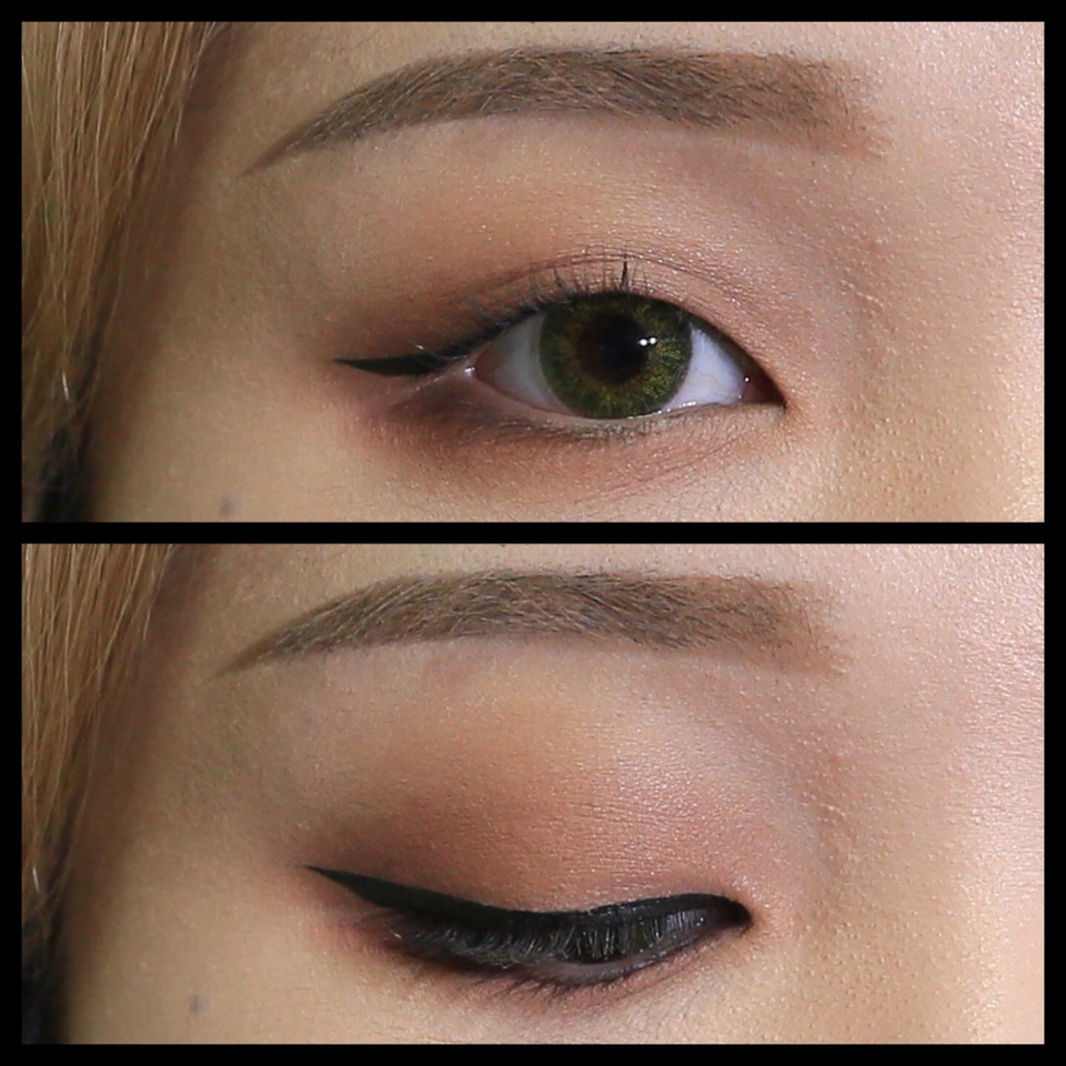 아이라인은 눈이 길고 시원해 보이게 눈뒷부분을 막지 않는 약간의 상승형으로 그려줄께요✨