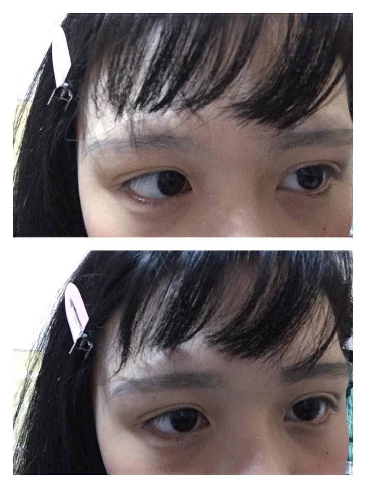 上圖是我畫眉毛的前後比較圖。
完全沒有修圖喔只有改色調，看我恐怖的黑眼圈就知道了哈哈

上面是素眉，下面是化完以後。
但這張圖只能看我的右眉毛喔
因為拍的時候左眉已經畫一半了哈哈哈

以上就是我的分享，希望大家喜歡🙇🏻
有其他使用上的問題可以留言詢問我呦～
