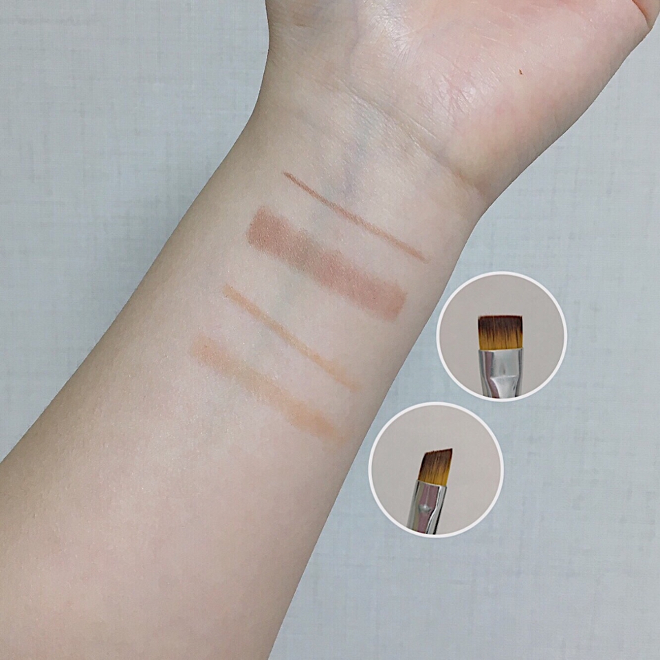 얇게, 두껍게 두가지 다 가능해요 활용도가 정말 좋은 브러쉬예요 

두 브러쉬 둘다 저는 가루날림이 심한걸 잘 못느꼈어요 (섀도우 자체가 가루날림이 심한건 어떤 브러쉬를 써도 가루날림이 심해용..)