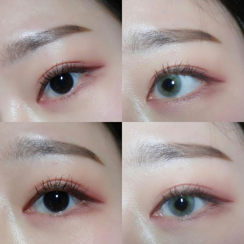 전후비교에요! 왼쪽은 그냥 투명렌즈 낀거고 오른쪽이 러시안벨벳 낀거에요
확실히 느낌이 확 다르지않아요!?
같은 메이크업 다른느낌🙊🙊
그레이렌즈엔 붉은 메이크업이 정말 잘어울리는거같아융😘😍저는 홍채색이 정말 진한 고동색인데도 잘 커버해주더라구요!