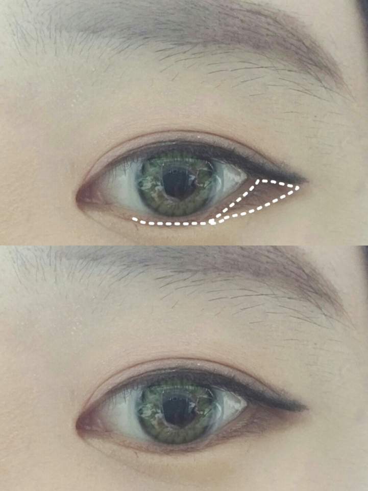 언더에 갈색펜슬라이너로 점막을채우고 뒷쪽삼각존을 채우고
올라간꼬리쪽으로 살짝쿵따라올려주세용
*사용제품-더페이스샵페이스잇 스타일링오토젤라이너 2호엣지브라운