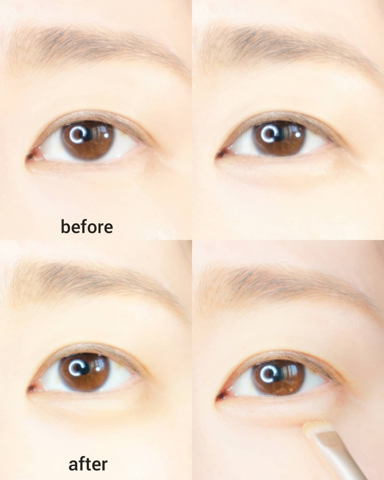 찡긋해줬을때 올라오는 애교살 밑의 라인을
이번에 같이 사용하기좋은 맞춤브러쉬로 나온 3종중에
'눈브러쉬' 로 가볍게 쓸어줍니다
​
그러면 바로 완성 !
​
컬러가 가루날림이없고 붉은끼, 노란끼 
쫙 빠진컬러여서 자연스럽게 쉽게 완성되요
​
