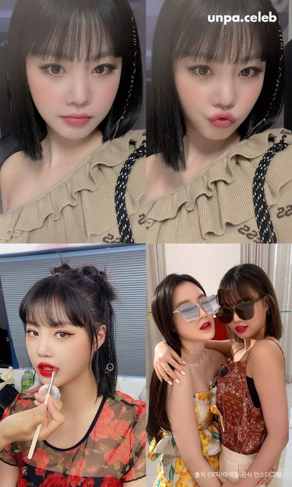 여기가 바로 칼단발 맛집♡

걸그룹 여자아이들 수진은 도도한 외모만큼
오차가 없는 정직한 칼단발 헤어스타일로
도도한 이미지를 연출했어!

여기에 가벼운 시스루 뱅 앞머리를 내려
귀여운 매력도 놓치지 않았다구(۶ •౪•)۶

수진의 일상 사진을 보면 옆머리 쪽에
포인트 브릿지를 넣어
같은 단발이지만 좀 더 유니크하고 트렌디한 스타일을 완성했어