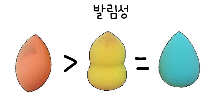 리얼테크닉이 조금더 얇게 넓은 면적에 펴발라줄수 있어요 . 사실 처음에는 도대체 뭐가 다른건지 몰랐는데 계속 사용해보니까 확실히 알겠더라구요 !! 그렇다고 똥펀지나 물방울퍼프가 두껍게 발리는 건 아니에요 :) 