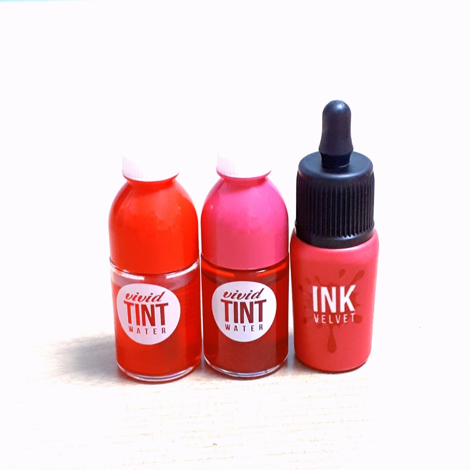 모든 틴트들입니다! 가장 오른쪽은 잉크더 벨벳 틴트인데요, 제 취향 저격템입니다,,♡