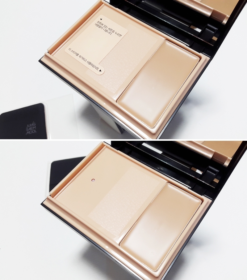 왼쪽 파운데이션의 버진씰을 떼어내면
내용물이 올라오는 짜끄만한 구멍이 있어요-
옆에 긴 막대기 같은 버튼을 꾹꾹 누르면
하얀 구슬같은게 밑으로 내려가면서 파운데이션이 올라와요.