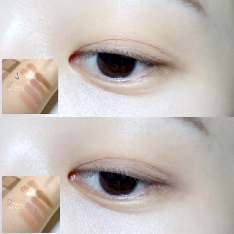 베이스로 사용하는 컬러 두가지를

사알짝 비교해봤는데

그냥 귀찮을 때는 두가지 베이스 컬러 중에

하나만 단독으로 슥슥 바르고 나가기도 해요!

​

적당히 눈가 피부톤을 정돈해주기 좋은 컬러인데

위에 컬러는 좀 화사한 느낌

아래 컬러는 좀 더 분위기 있는 느낌!