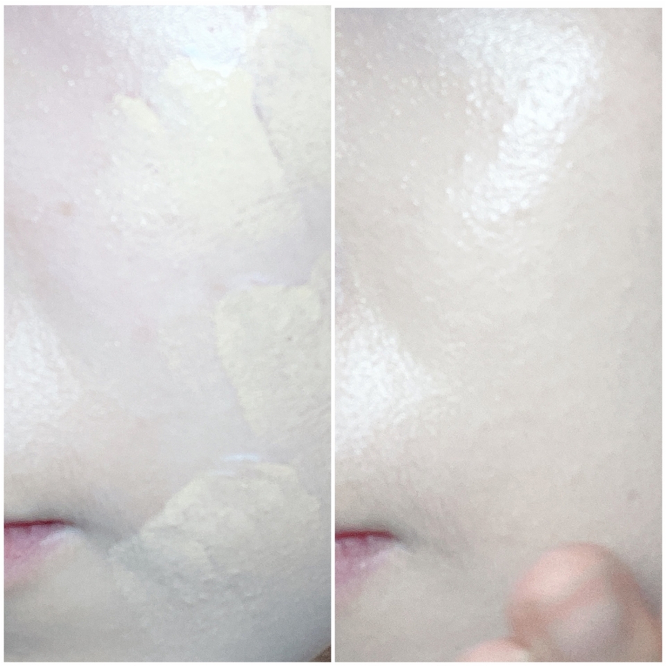 컬러베이스를 사용하고 나면 확실히 톤이 균일해지고 톤업도 되는 편이에요. 이렇게 노란기가 잡힌 상태에서 부분적으로 내가 커버하고 싶거나 붉은기가 올라올 것같은 부위에 리퀴드 컨실러를 조금씩 찍어 놓고 손으로 두드려서 그 부위 주변에만 펴발라요
얼굴에 다 찍어 바르고 두드려 커버하면 너무 화장한 티가 많이 나고 답답할 수 있어서 전 찍어놓은 부위 주변으로만 톡톡 두드려 커버해줘요!
이렇게 하면 피부가 상대적으로 덜 답답하더라구요ㅎㅎ

※ 이렇게 저의 마지막 베이스 조합을 다 소개드렸습니다.
최근에 이래저래 써보면서 저한테 좀 괜찮았던 조합이었는데 약간 참고가 되었으면 좋겠습니다. 감사해요