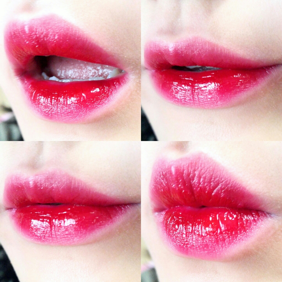 풀 발색🌿
착색도 핑크로 되는 편이라 약간 아쉬웠어요 ㅜㅜ 그래도 데일리로 손색 없는 예쁜 컬러예요 ㅎㅎ

그럼 이쯤돼서 과연 이름값을 하는지! 지속력 테스트를 해야겠죠 :) 저 풀발색을 해둔 상태에서 열정적으로 아이스크림, 과자, 콜라를 마셔봤어요