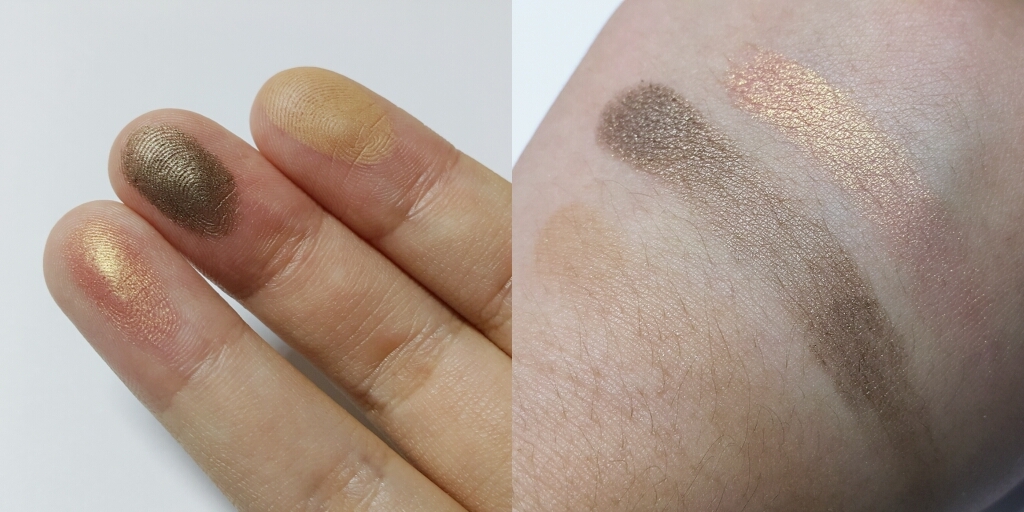 위 세 색상의 발색이에요! 정말 에뛰드 섀도우는...발색 짱짱! 특히 센치한 트렌치와 아마추어 바리스타는 촉촉한 느낌으로 발색되고 밀착력도 좋은편이에요! 둘이 정말 꿀조합 ㅠㅠㅠ 💕 💕 💕  카라멜라떼도 은은하게 펄이 올라오는! 발색도 bb