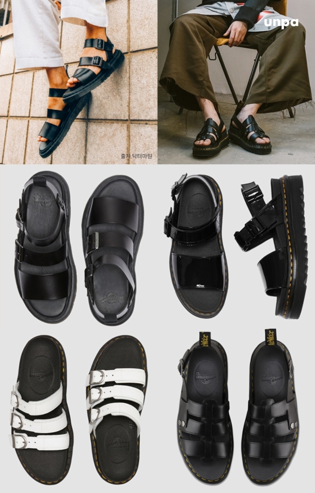 여름 샌들하면
닥터마틴을 빼놓을 수 없지!!!
볼드 한 스트랩에 청키한 굽이
매력 포인트인 닥터마틴 샌들은
평범한 데일리룩도 멋지게 완성해 줄 거야
( ´╹ᗜ╹`*)

또한 남녀 공용으로 신기 좋은
젠더리스 디자인으로
여름 커플 신발로 추천할게!
