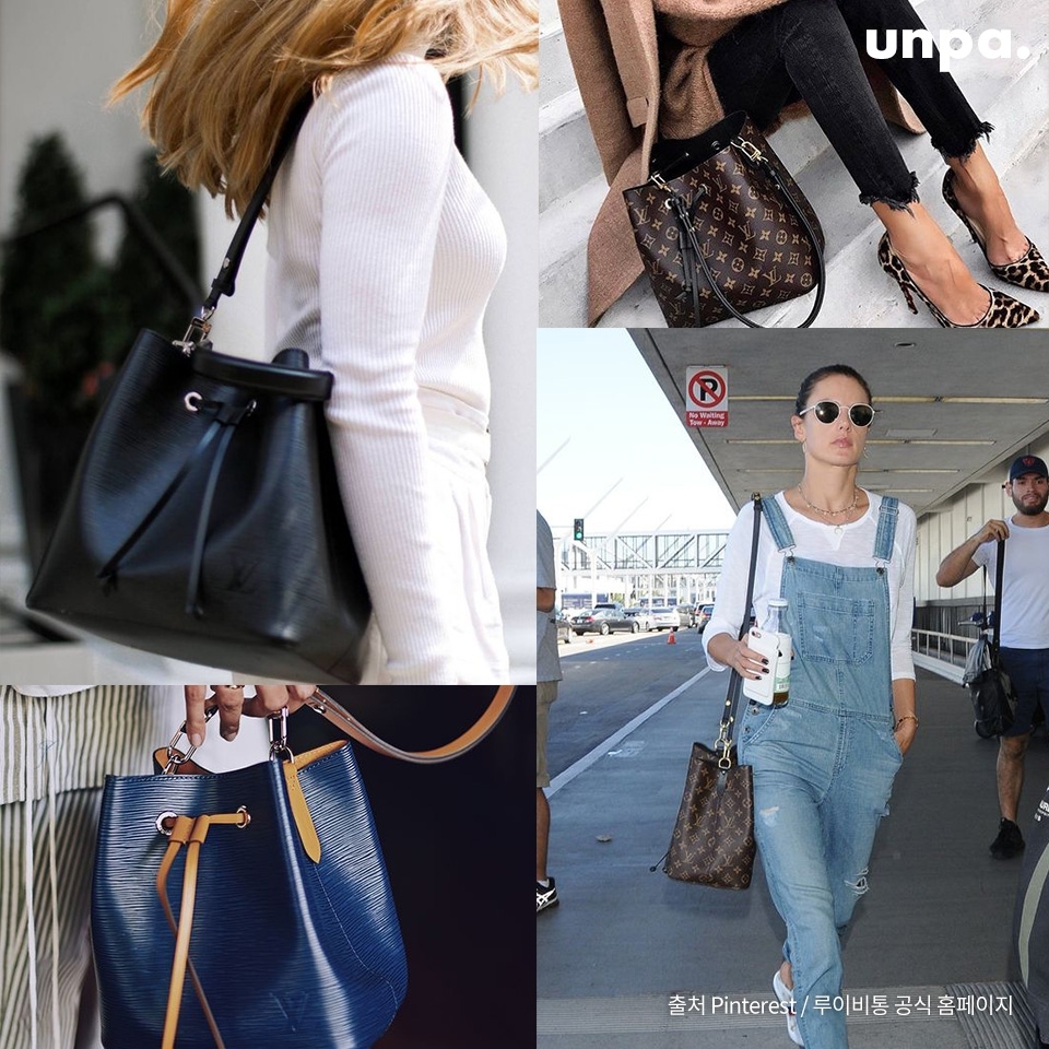 LOUIS VUITTON

처음엔 샴페인 병을 스타일리시하게
운반하기 위해 탄생했다고 해

이 디자인을 바탕으로
우아하면서 실용적인 아이템으로
재해석한 루이비통 네오노에!
