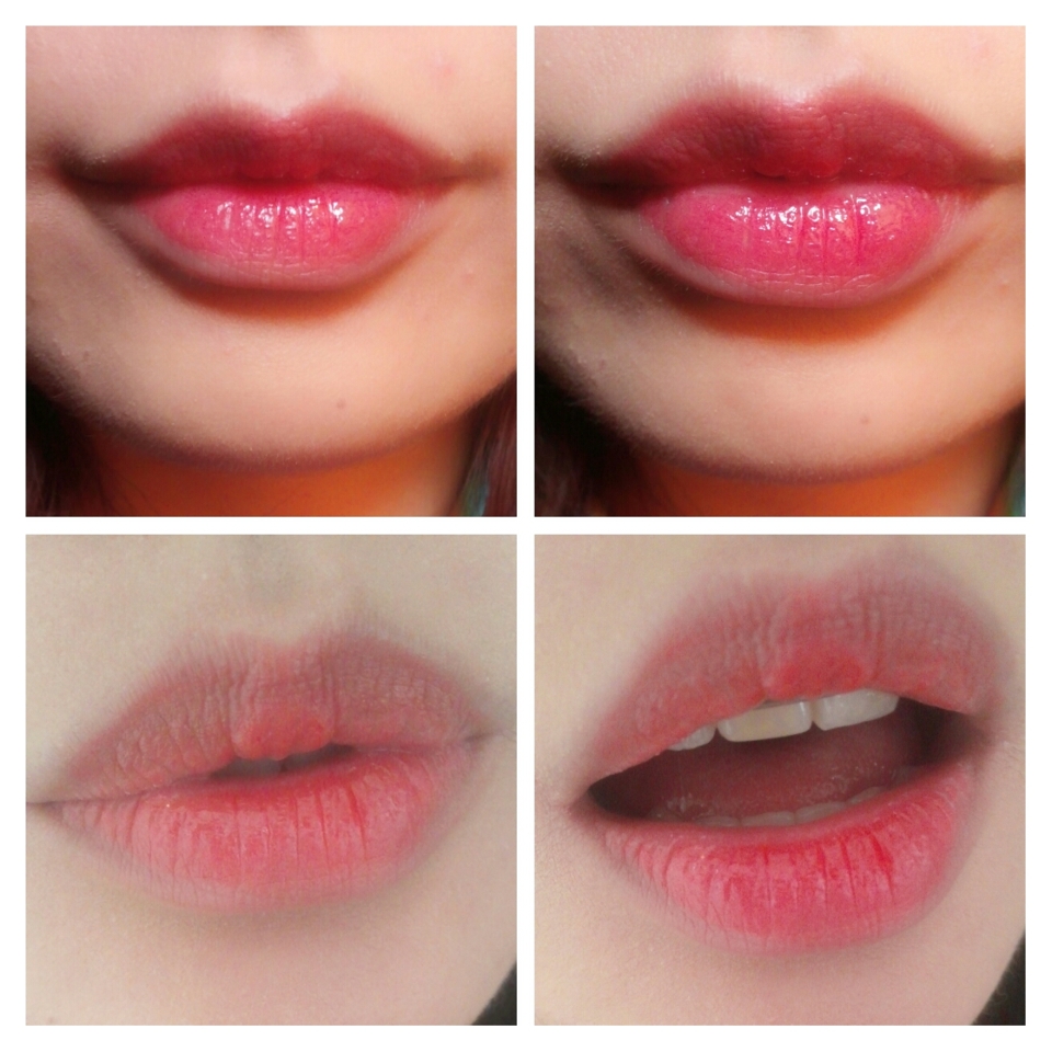 립글로스를 발라 마무리했어요~ 
이때 립글로스를 꼭 가운데에만 발라줘요. 
그래야 각질 부각도 덜 되고 요플레 현상도 거의 없어요// 쿨톤이신 분들은 좀 두껍게 덧바르면 되요^^ 쨍한 핑크코랄 색상이 올라와서 잘어울릴거에욤 윗줄처럼!!