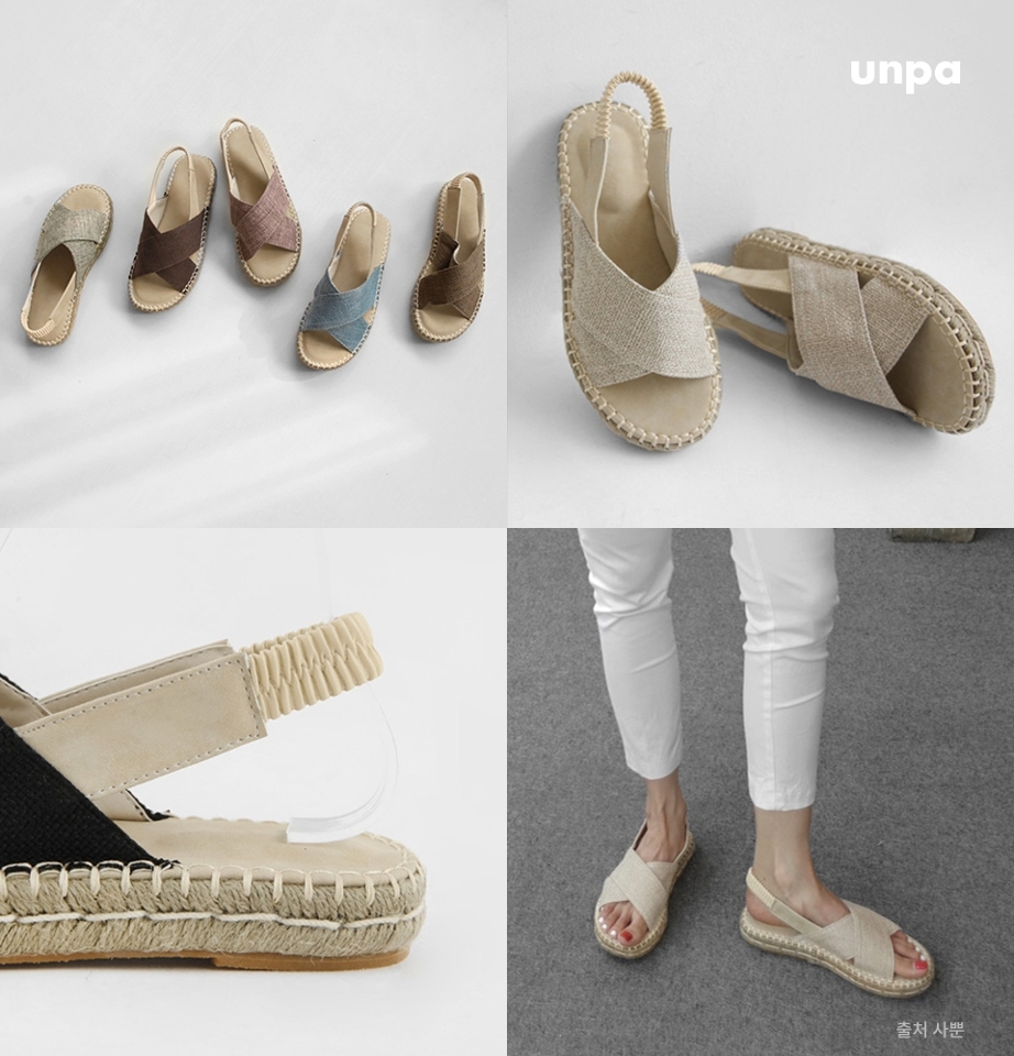 어느 룩에도 다 잘 어울리는
활용도 높은 디자인과 
웨어러블한 컬러감으로
많은 찐 후기를 볼 수 있었던
사뿐의 세코리 에스빠드류 샌들♥

발등을 안정감 있게 감싸주는
크로스 스트랩이 안정감 있고
뒤꿈치의 밴딩 디테일로
신고 벗고 하기가 쉬워!

에스빠드류 스타일이
빈티지한 느낌은 물론 내추럴한
여름 코디에 휘뚜루마뚜루
매치하기 좋을 듯!