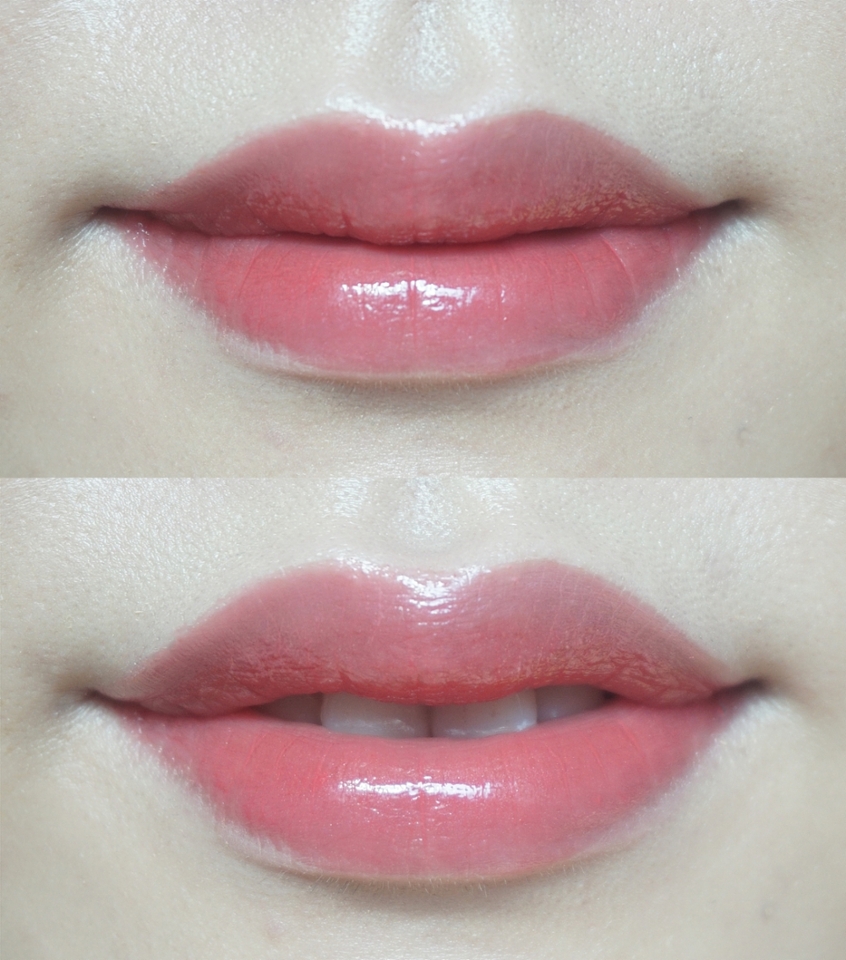STEP 9. 글로시한 톤 다운된 핑크색 립스틱을 발라줍니다.