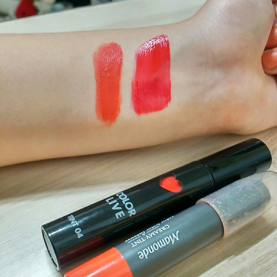 🍫 아리따움 컬러 라이브 틴트 4 블러쉬 레드 : 0.8
🍫 마몽드 크리미 컬러 밤 인텐스 12 매트 팝 오렌지 : 0.8

* 블러쉬 레드는 맑은 레드에 보송하고 마몽드는 매트해요 !

그 외 궁금한점은 파워리뷰를 확인해주세요 :)