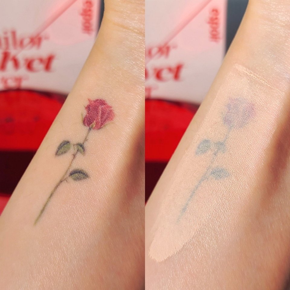 한 겹 커버력은 요 정도!

​

저는 트러블이 잦은 편이라 쿠션에 커버력은 필수지만, 또 피부 화장 답답한건 못참는지라...

​

두께감은 잉크 파데 수준으로 얇게 올라가지만 커버력은 짱짱한 반전 커버가 개인적으로 느낀 비벨벳 쿠션의 가장 큰 매력이에요🥰