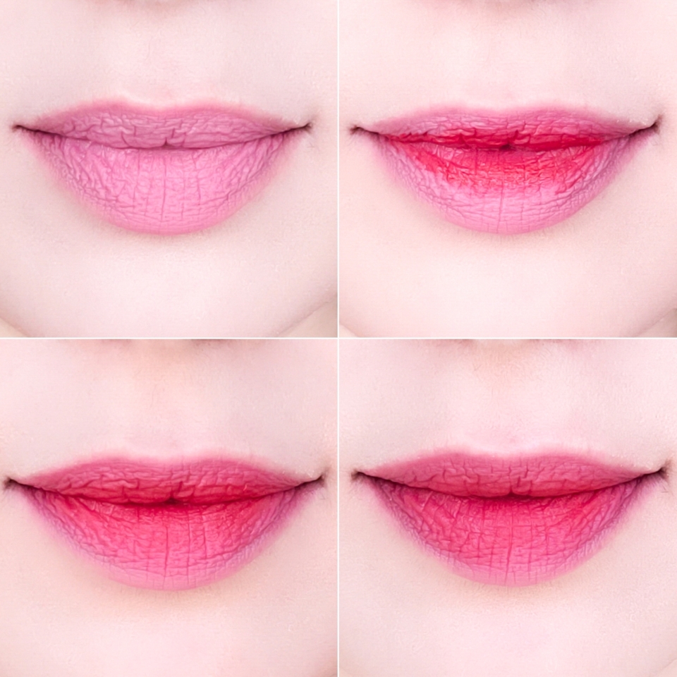 방법 3. 그라데이션이나 세미 그라데이션!

그를 하려고 물론 위에 알려드린 베이스 팁으로 부터 시작해요
그 다음에 베이스나 자기 원래 입술색과 비슷한 립스틱으로 입술 전체에 블러하게 발라요
저의 경우에는 저의 원래 입술 색 어두운 편이라서 피부 베이스색과 비슷한 립 컬러를 바르면 조금 이상하다고 느껴서 입술 컬러와 마춘 립스틱을 발랐어요

그 위에 원하는 그라데이션 컬러를 바르면 돼요!