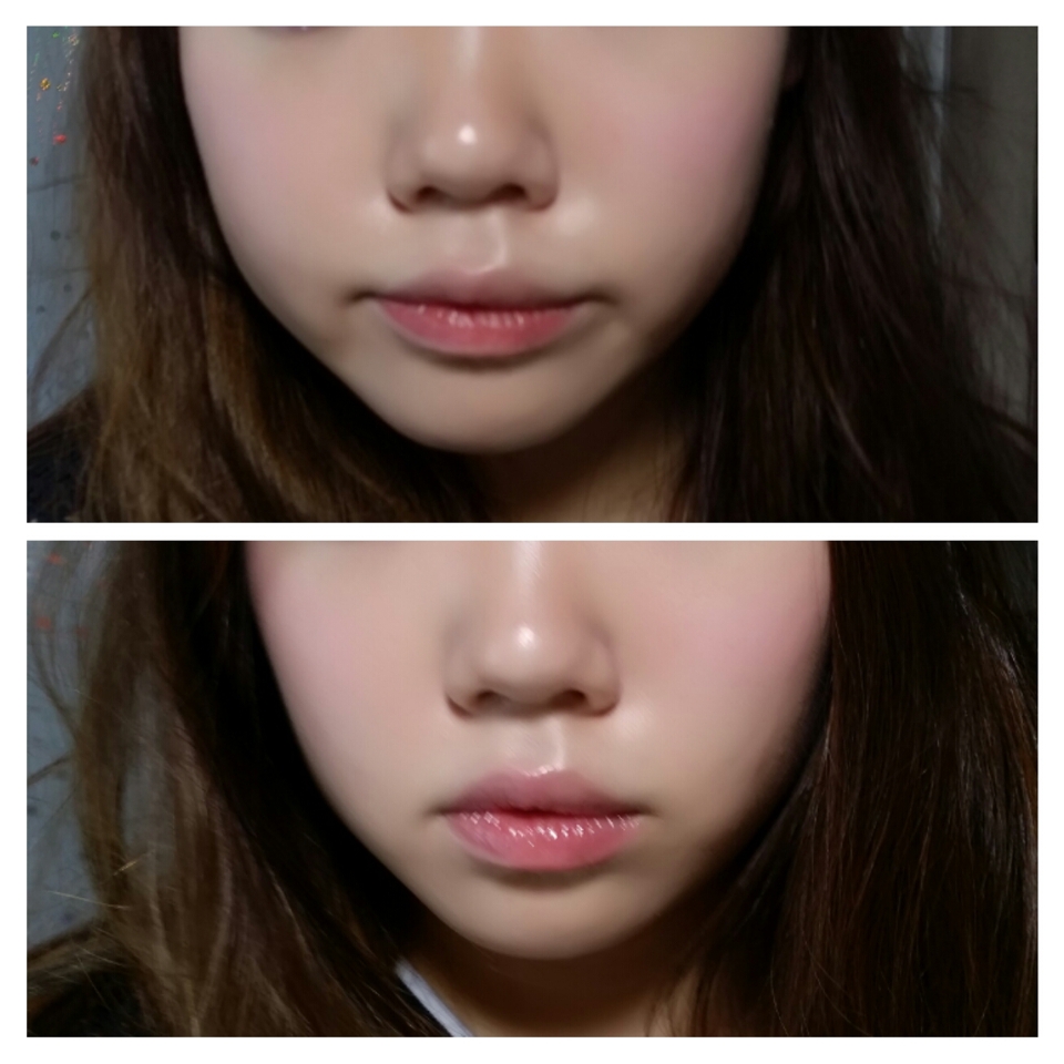 9. 진하지 않은 핑크컬러의 블러셔를 애플존부터 
    사선으로 발라주세요.
10. 입술에는 누디한 연핑크컬러의 립글로즈를 
      발라줍니다.