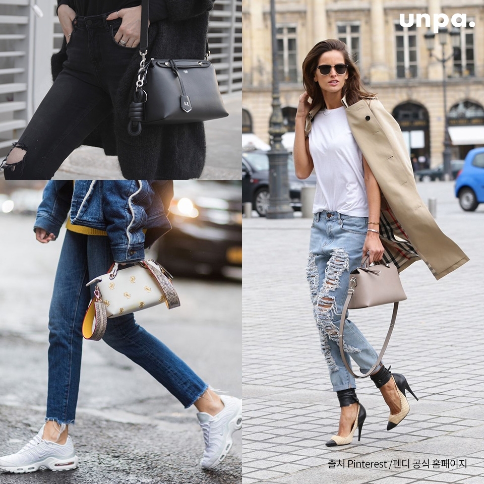 FENDI

옷 좀 입는다는 패피들의 필수템
펜디의 바이더웨이는

예전부터 지금까지 긴 시간 동안
많은 사람들에게 사랑받고 있는
스테디셀러 중 하나야!

심플하면서 클래식한 보스턴백 느낌으로
어느 룩이든 찰떡같이 잘 어울릴 수 있다는 게 장점이지!